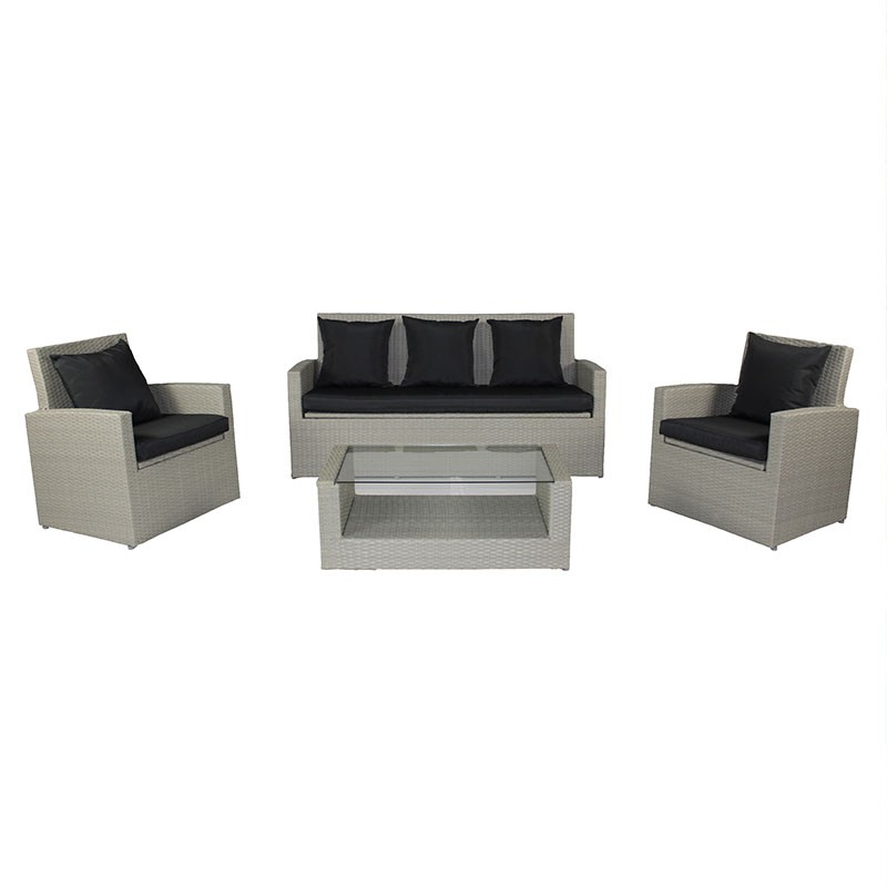 SALON CONFORT PORTOVECCHIO 5P EN RESINE TRESSEE  GRIS