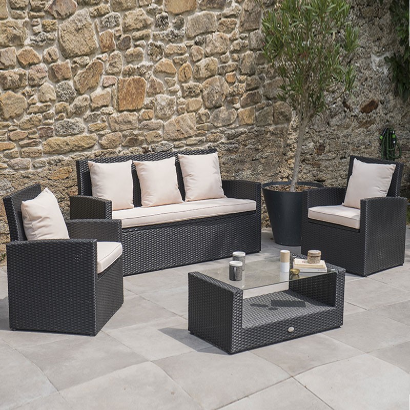 DCB - 5 places -Salon de jardin Confort Fidji - Noir