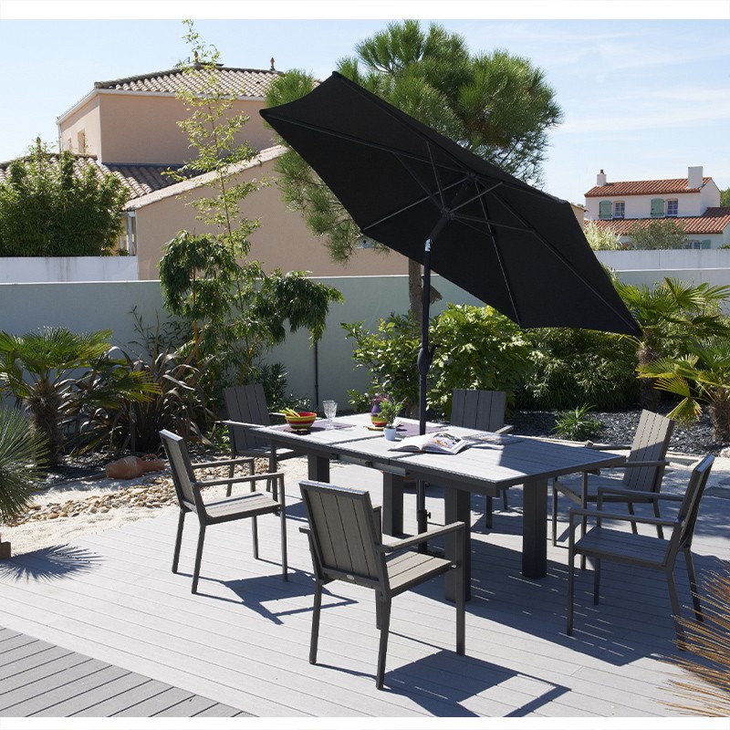 PARASOL MARBELLA 2M70 A MANIVELLE NOIR