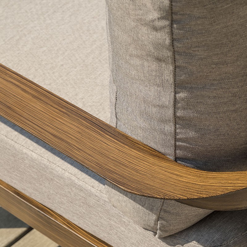 SALON PORTOFINO 4P EN ALU IMITATION BOIS - MARRON