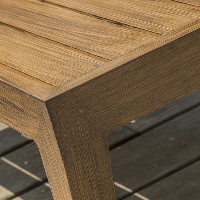 SALON PORTOFINO 4P EN ALU IMITATION BOIS - MARRON