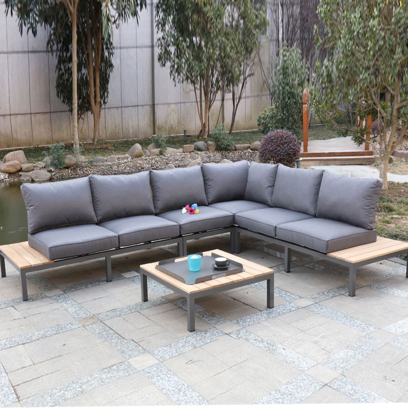 DCB - 6 places - Salon bas Nagano - Alu et Teck - Gris anthracite