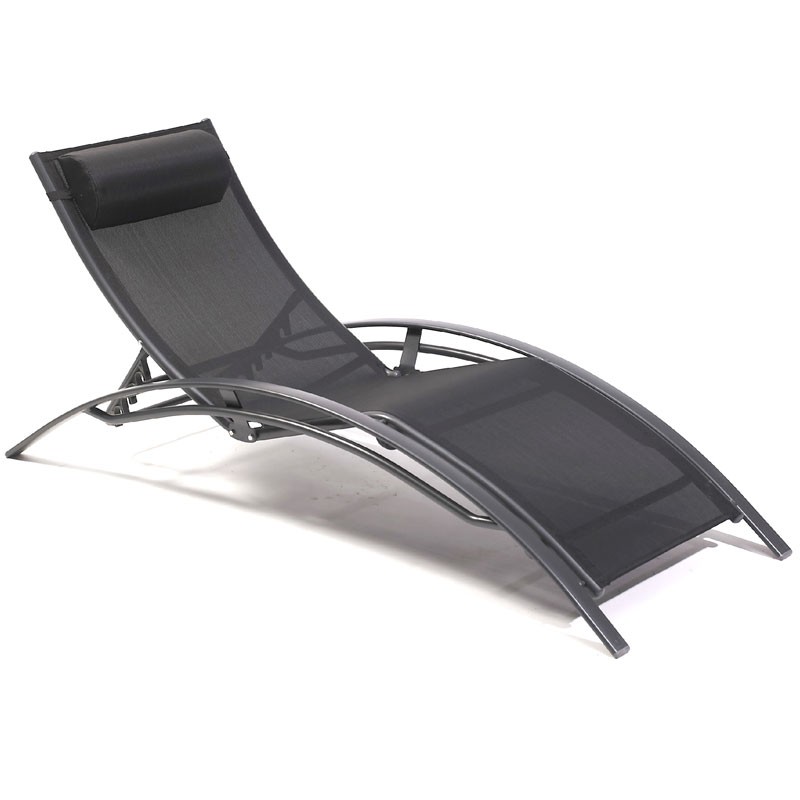 ANTH GREY ALUMINUM AND BLACK TEXTILENE LOUNGE CHAIR