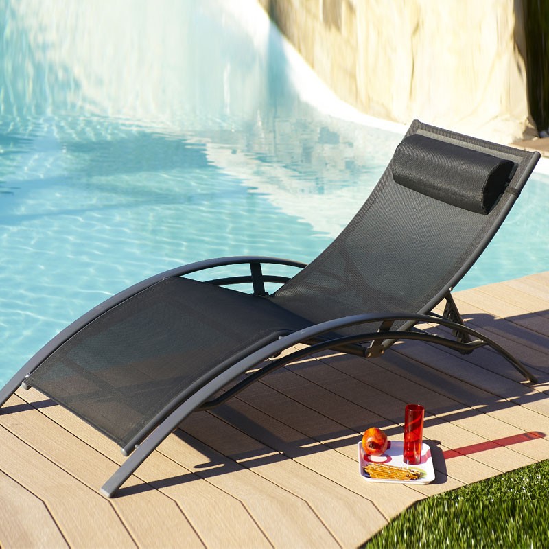 DCB - Chaise longue en alu et textiléne CL76 - Noir