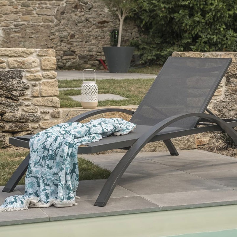 DCB - Chaise longue - Barcelona - Gris - Textiléne