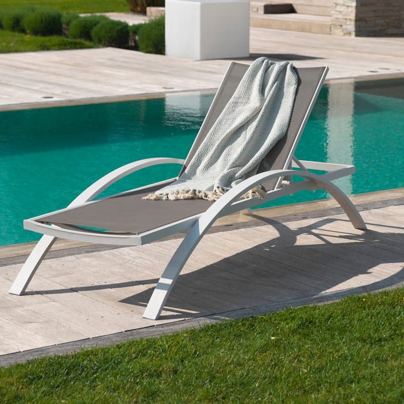 DCB - Chaise longue - Barcelona - Blanc - Textiléne