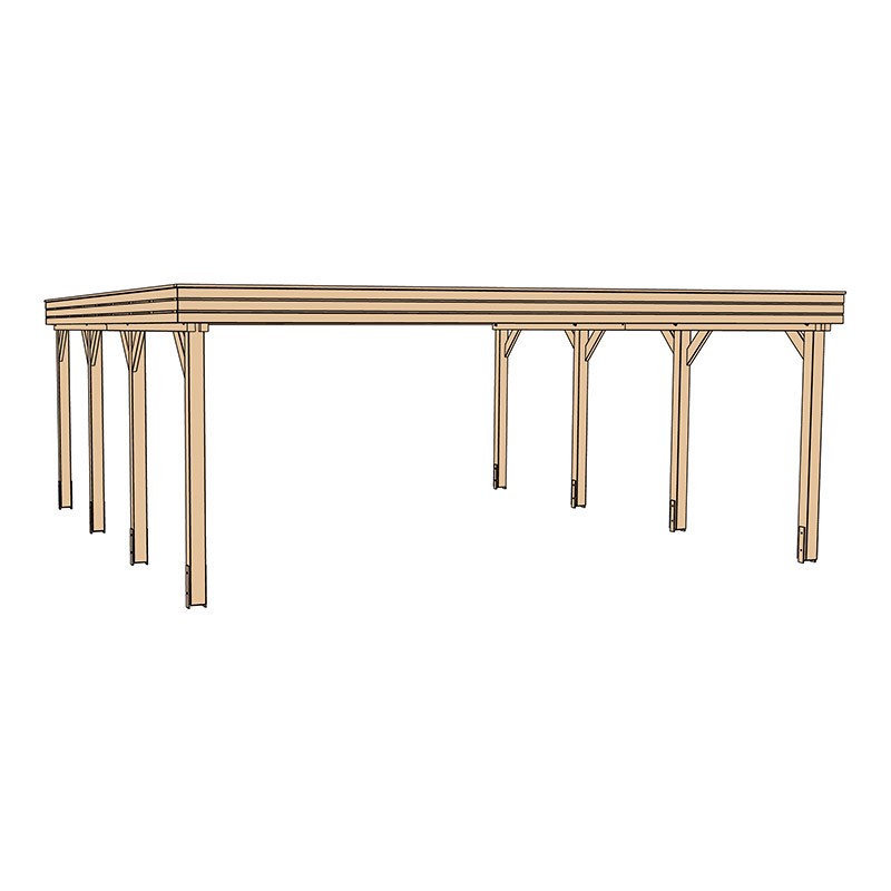 CARPORT DOUBLE 609 T1 TOIT EN ACIER