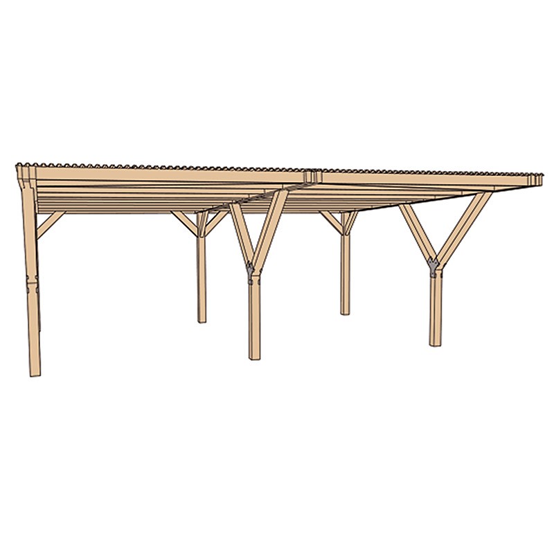 CARPORT EN Y 612 DOUBLE TOIT PLAT EN ACIER