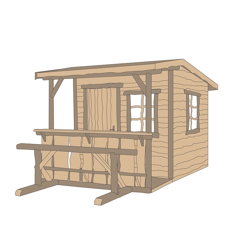 GARDEN SHED 820 SIZE 2.WITH BENCH AND BAR. NATURAL