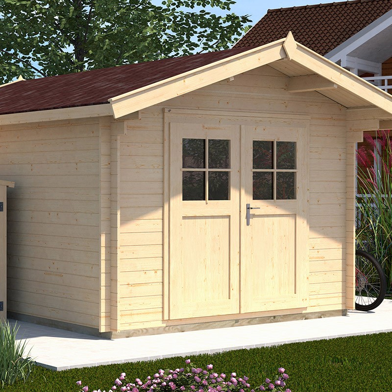 WEKA - Capanno da giardino 112 Tenda da sole 60 cm - Aspect Brut - 3,00 x 3,00 x 2,62 m