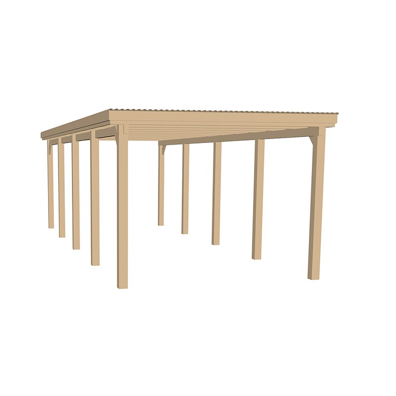 CARPORT SIMPLE 617 GR. 3 AVEC TOIT EN ACIER GALVANISÉ