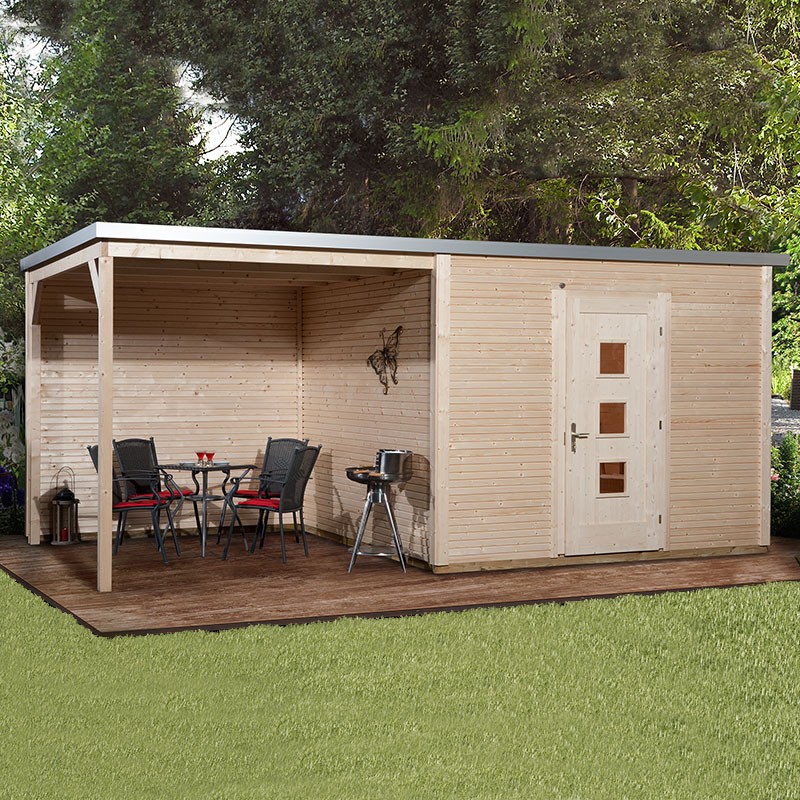 WEKA - Abri Design 413B - Extension 2,96 m - Aspect Brut - 2,50 x 2,50 x 2,44 m