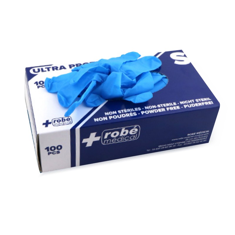 Poedervrije nitril handschoenen, doos van 100 - Blauw of Zwart - Maat M