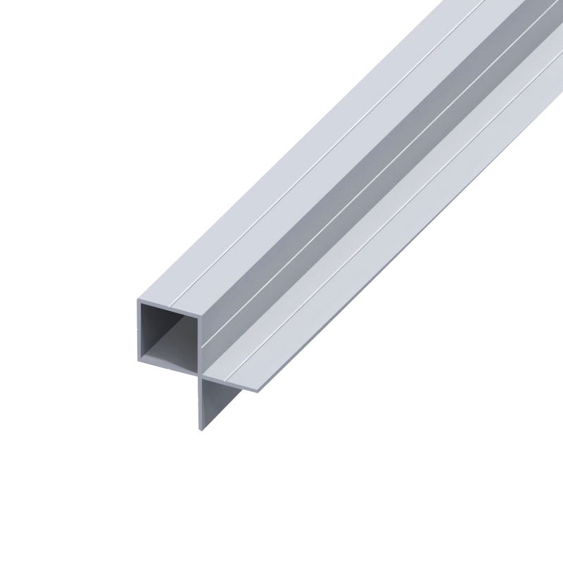 Square tube 2 sides inside - 2,5m - 23,5mm X 43,5mm raw aluminium
