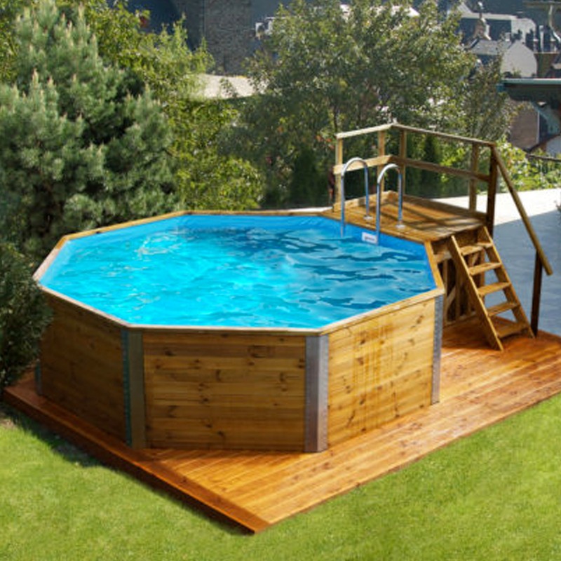 OLG France - Piscine bois massif 593 BT.1 - 376x476cm - Tout Inclus