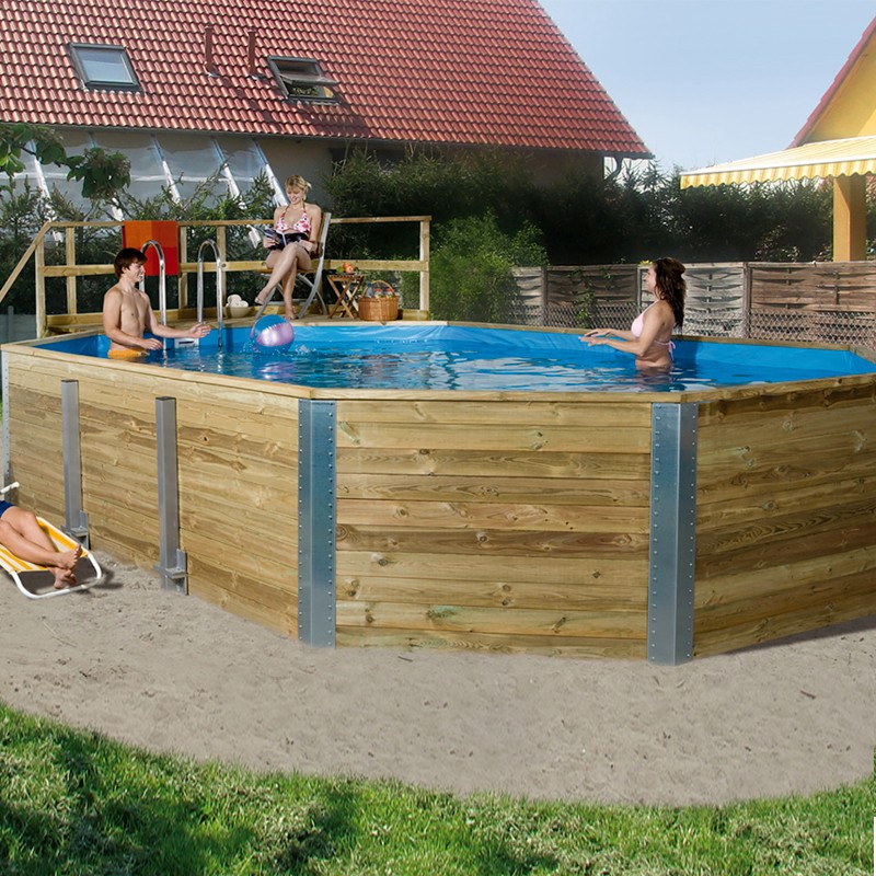 OLG France - Piscine bois massif 594 A - 376x850cm - Tout Inclus