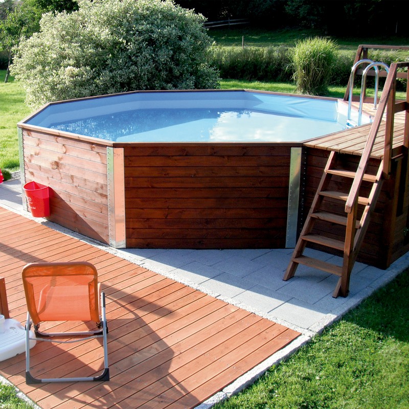 OLG France - Piscine bois massif 593 BT2 - 471x571cm - Tout Inclus