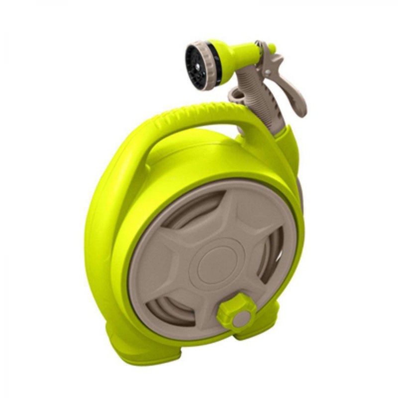 Jardibric - Mini dévidoir portable équipés 10M - Vert anis et taupe - 10mm