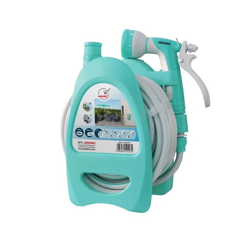 Jardibric - Mini dévidoir mural équipés 10M - Turquoise - 10mm