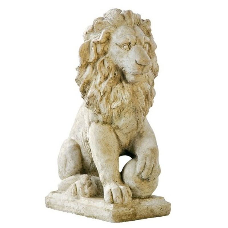 Hairie-Grandon - Statua di leone su palla - H 44cm - Patinato