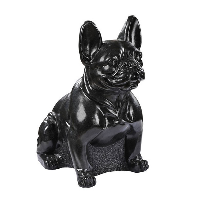 Hairie-Grandon - Bouledogue anglais assis - H 43cm - Ciré noir