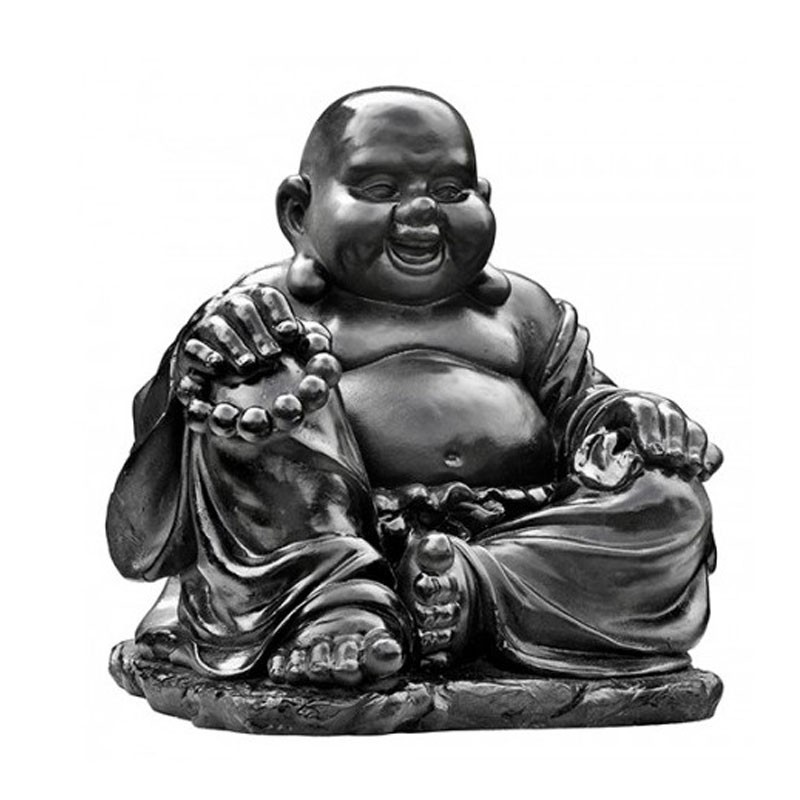 Hairie-Grandon - Bouddha chinois rieur - H 35cm - Ciré noir