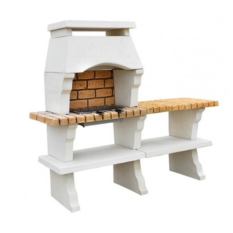 Hairie-Grandon - Barbecue déco hotte + table - H 171cm - Blanc