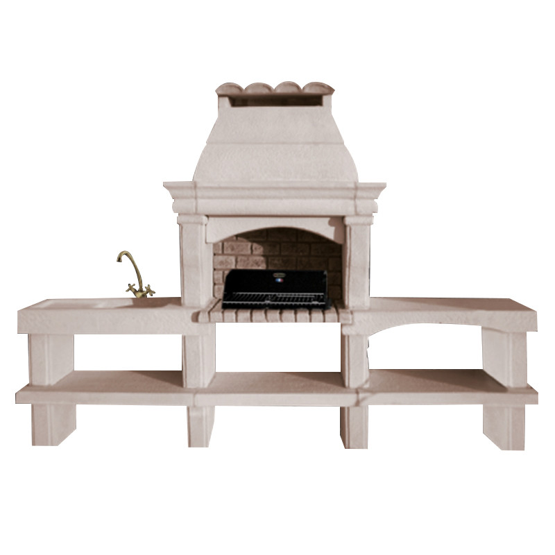 Hairie-Grandon - Cucina barbecue estiva - H 234cm - Bianco