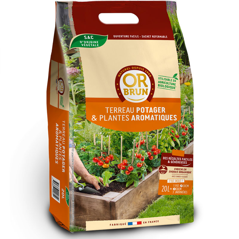 Or Brun - Terreau potagers et plantes aromatiques - 20L