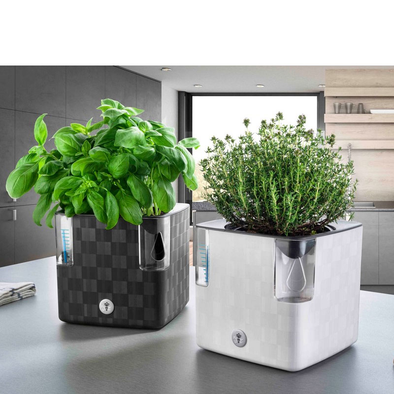  Flower Lover - Zelf bevloeiende pot - Cobble -14x14x14cm - Kristal Wit