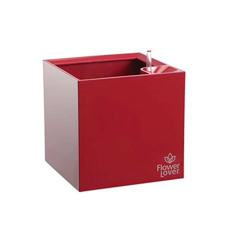 Flower Lover - Cubico selbstbewässernder Topf - 9x9cm - Rot