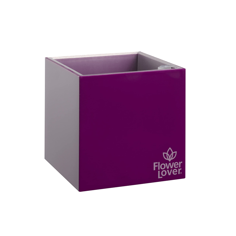 Flower Lover - Cubico selbstbewässernder Topf - 9x9cm - Violett