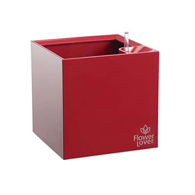 Flower Lover - Cubico selbstbewässernder Topf - 14x14cm - Rot