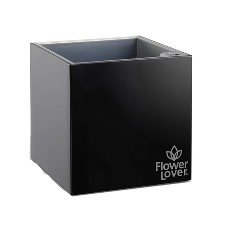 Flower Lover - Cubico self draining pot - 21x21cm - Black