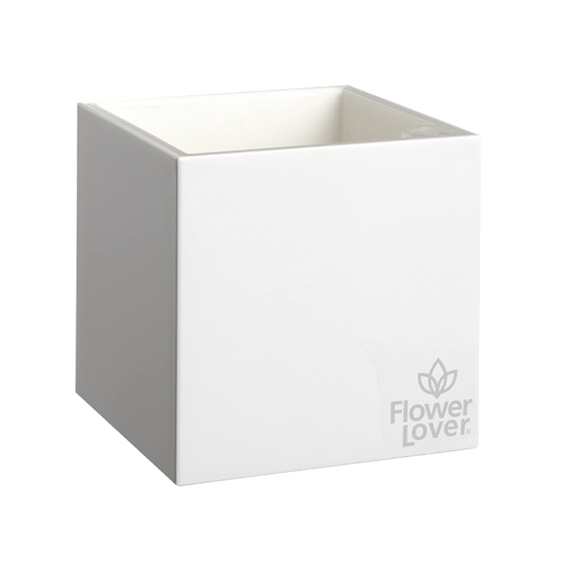 Flower Lover - Cubico self draining pot - 21x21cm - White