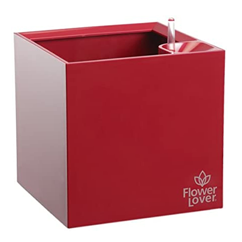 Flower Lover - Cubico Self-Irrigating Pot - 27x27cm - Red