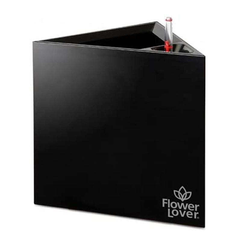Flower Lover - Maceta triangular auto-regulable - 33x33x33cm - Negro 