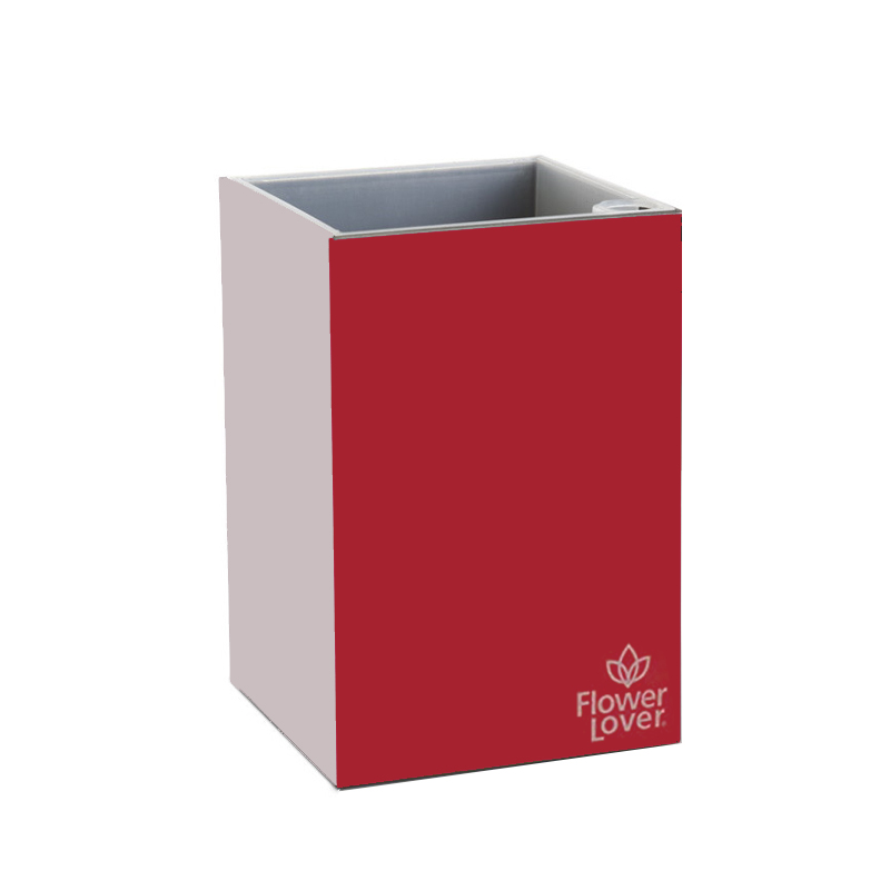 Flower Lover - Cubico self draining pot - 9x9x13.5cm - Red