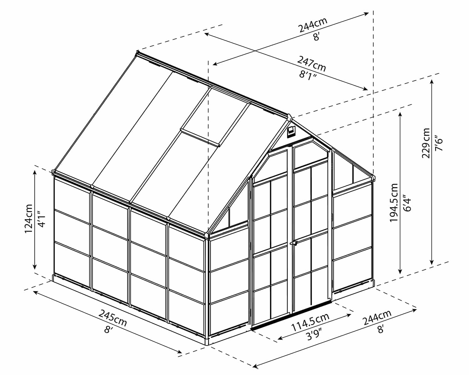 Canopia - Invernadero de policarbonato para jardín - Balance™ Verde - 240x240cm