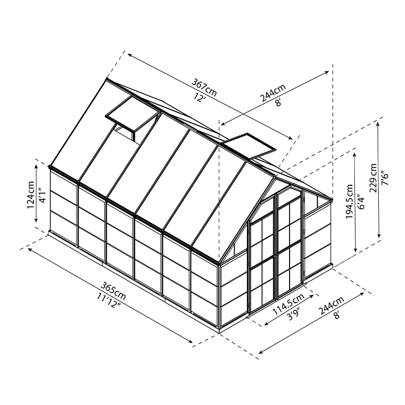 Canopia - Serre de jardin en polycarbonate - Balance™ Vert - 240x360cm