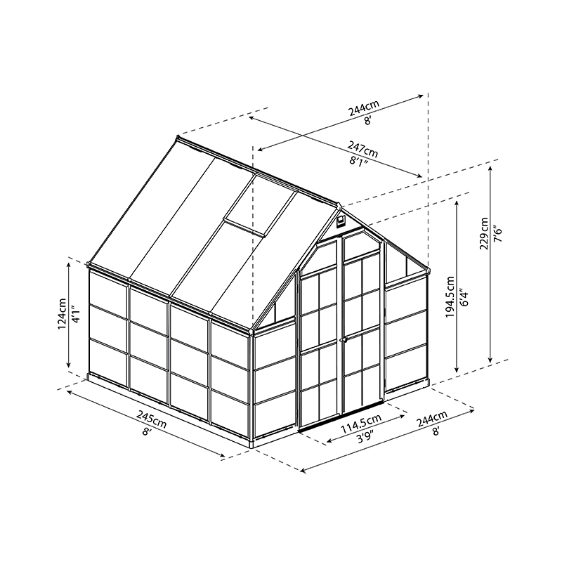Canopia - Polycarbonaat tuinkas - Balance™ Hybrid Grijs - 240x240cm