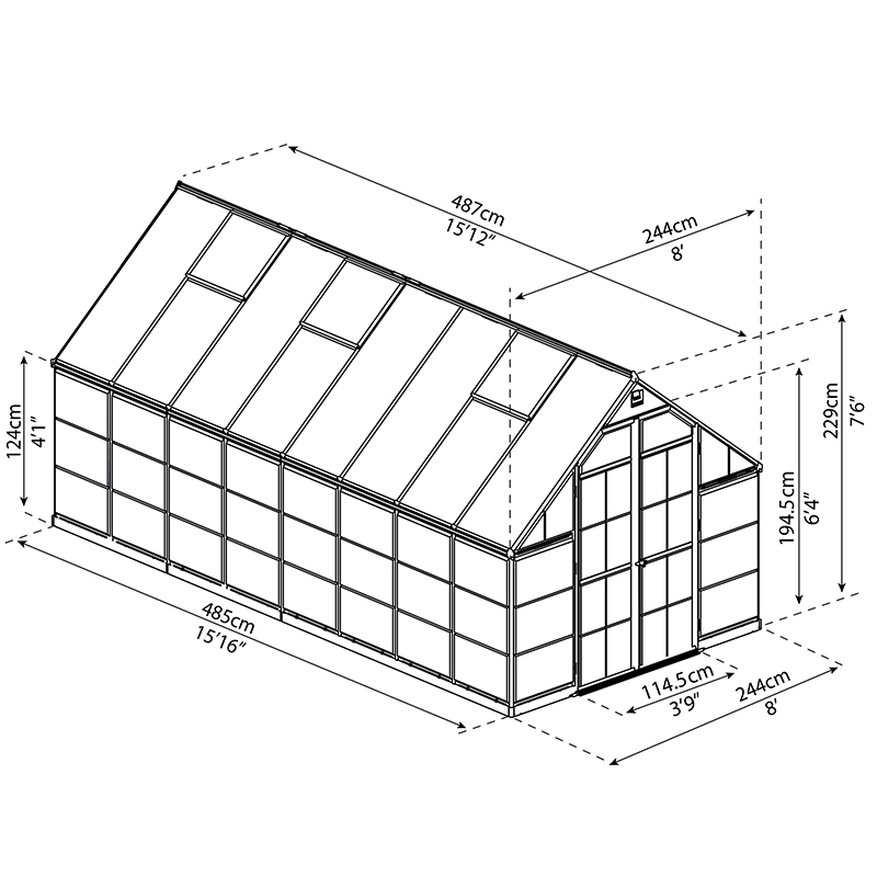 Canopia - Serre de jardin en polycarbonate - Balance™ Hybrid Gris - 240x480cm