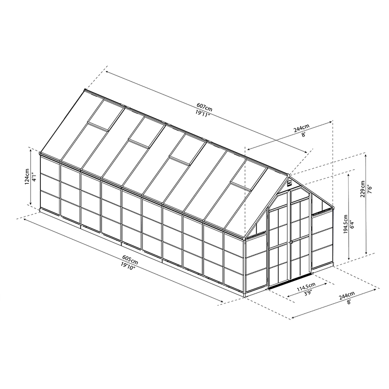 Canopia - Serre de jardin en polycarbonate - Balance™ Hybrid Gris - 240x600cm