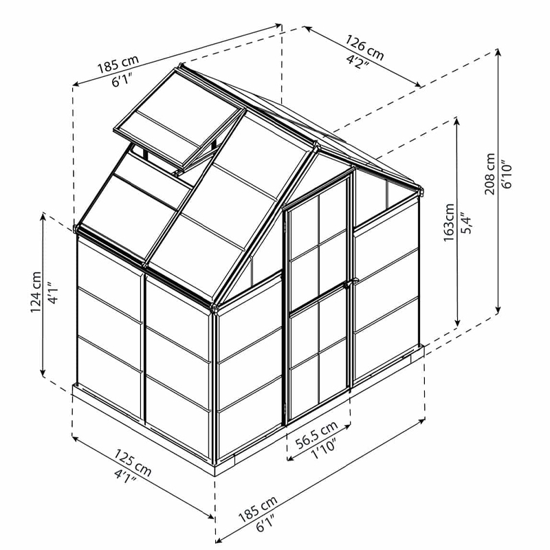 Canopia - Invernadero de policarbonato para terrazas - Harmony™ Plata - 180x120cm