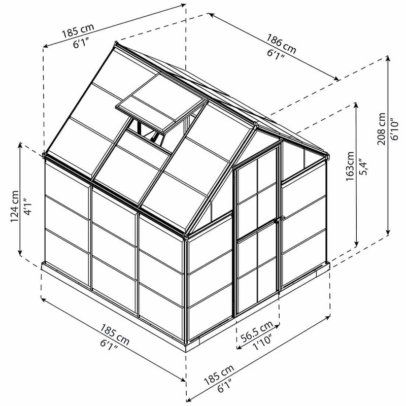 Canopia - Invernadero de policarbonato para terrazas - Harmony™ Plata - 180x180cm