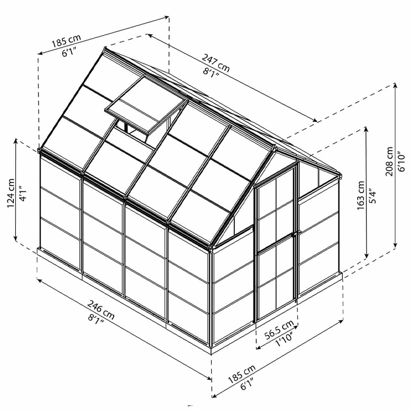 Canopia - Polycarbonate terrace greenhouse - Harmony™ Silver - 180x240cm