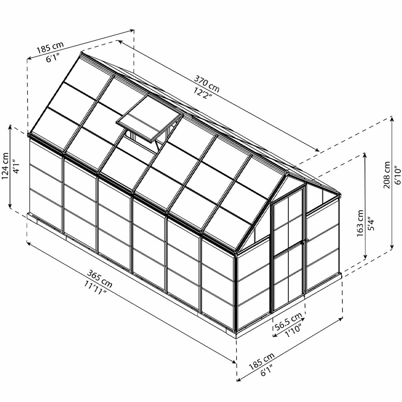 Canopia - Estufa em terraço de policarbonato - Harmony™ Prata - 180x365cm