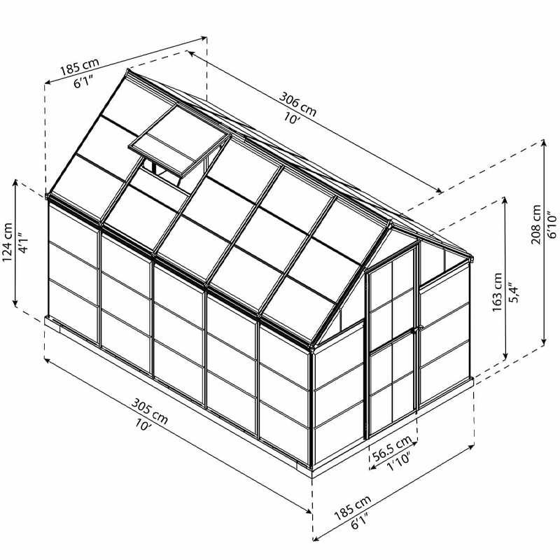 Canopia - Serre de terrasse en polycarbonate - Harmony™ Vert - 180x300cm