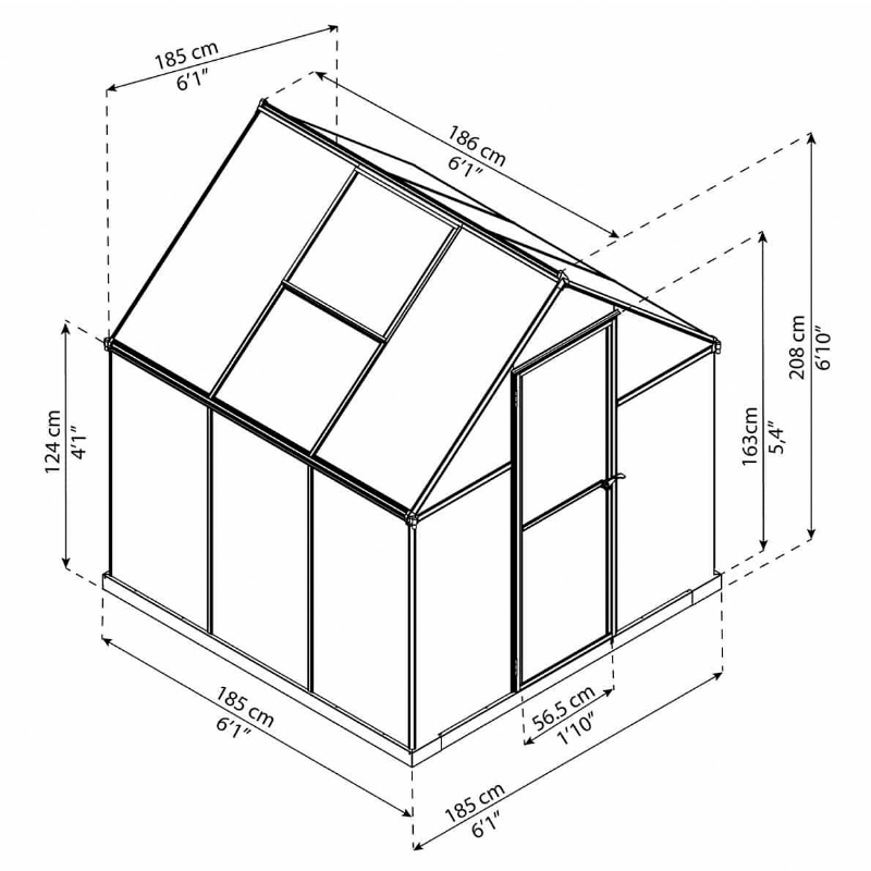 Canopia - Serre de jardin à double paroies en polycarbonate - Mythos™ Silver - 180x180cm