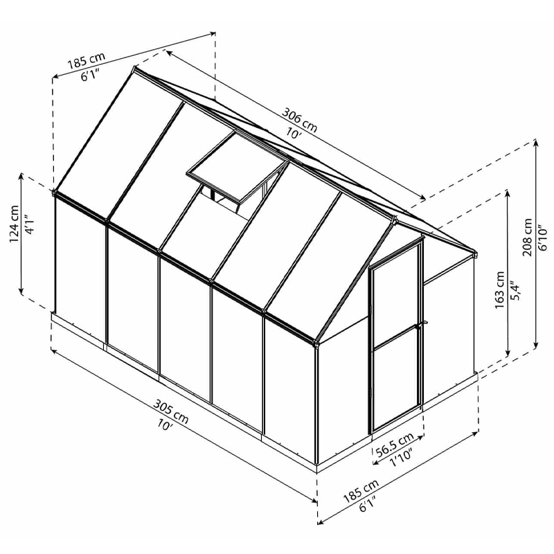 Canopia - Polycarbonate double walled garden greenhouse - Mythos™ Silver - 180x300cm